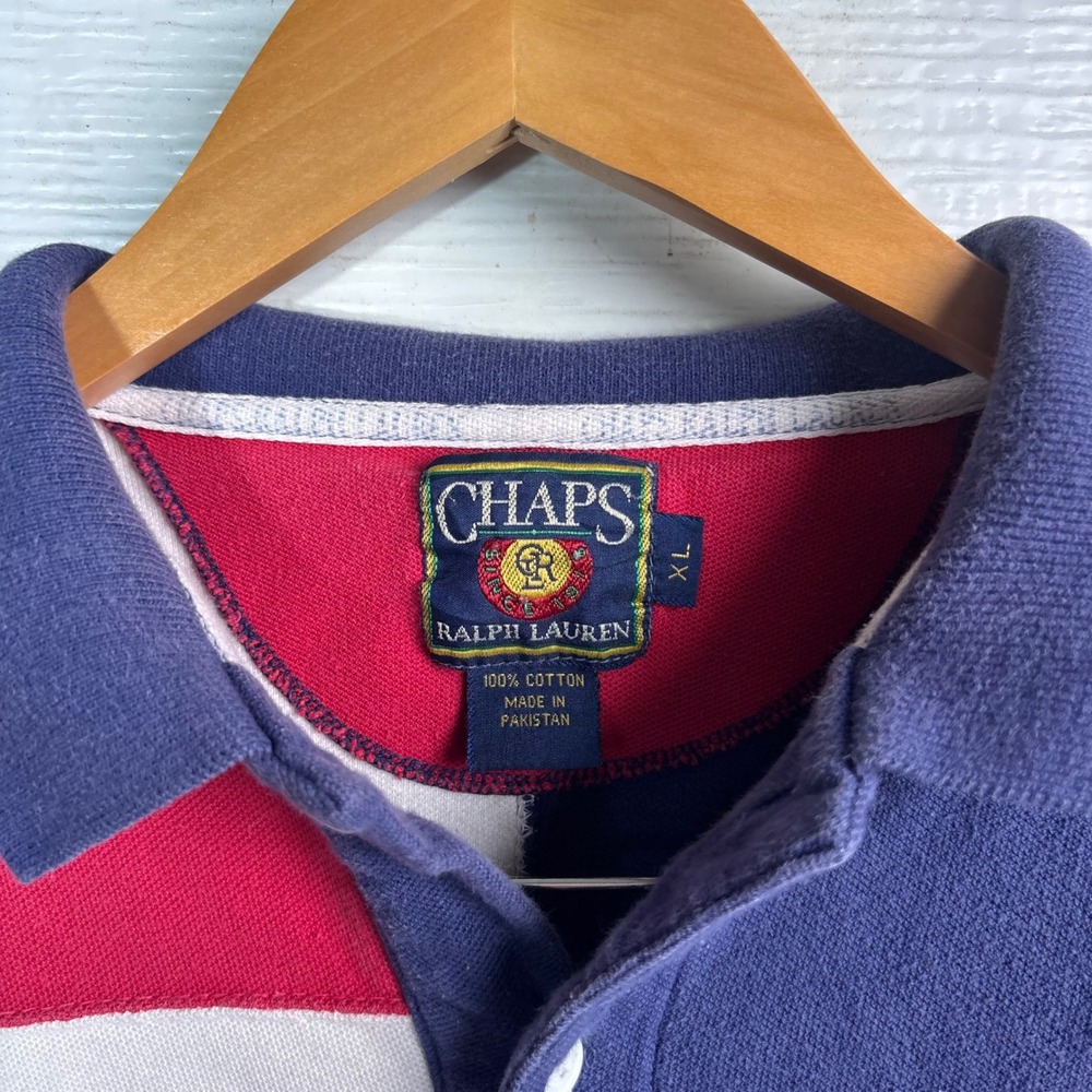 Vintage 90s Chaps Ralph Lauren Flag Colorblock Polo Shirt XL USA - Picture 3 of 6